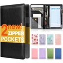 Forvencer Server Book, 2 Zipper Pocket, Server Books for Waitress, Waitress Book for Servers, Fits Waitress Apron, Guest Book, Waitress Accessories, Serving Book,Receipt Holder, Black