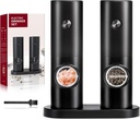 Electric Salt and Pepper Grinder Set (2 Pack), One Hand Adjustable Coarseness, Battery Powered with Stand, Seasoning Tools for Kitchen BBQ