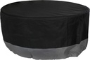 Sunnydaze Round Outdoor Fire Pit Cover with Drawstring - UV-Resistant Protection Cover for Fire Pit - Black/Gray - 36-Inch