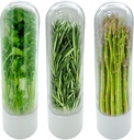 Herb Keeper for Refrigerator Set of 3 – Compact Herb Saver with Built-in Ventilation, and Water Reservoir – Keeps Herbs Fresh Longer in Fridge or Countertop