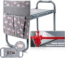 Garden Kneeler and Seat, Kneeling Bench for Gardening 10”, Folding Gardening Stool Heavy Duty with Wider and Soft Kneeling Pad & Multi-Use Tool Pouch, Portable Garden Bench, Gift for Women