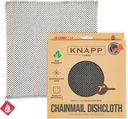 Knapp Made Chainmail Dishcloth 7”x5” - Replace Your Dirty Sponge - All Purpose Kitchenware, Pots & Pans Cleaner - Lasts a Lifetime