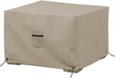 Covers & All Waterproof Ottoman Cover, 12 Oz PVC Coated Polyester, Outdoor Ottoman Slipcover, Square Patio Furniture Covers Suitable for Indoor and Outdoor Use (26" L x 26" W x 18" H, Beige)